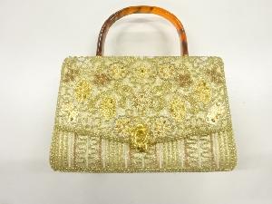 ビーズ草花模様ハンドバッグ